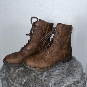 Brown Lace-Up Ankle Boots